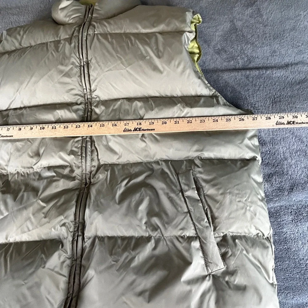 Joseph Abboud Mens Reversible Down Puffer Vest XL Green Taupe Full Zip Outdoor